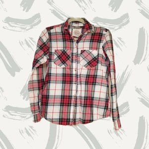 So Brand Women's Red White Plaid Shirt 90s